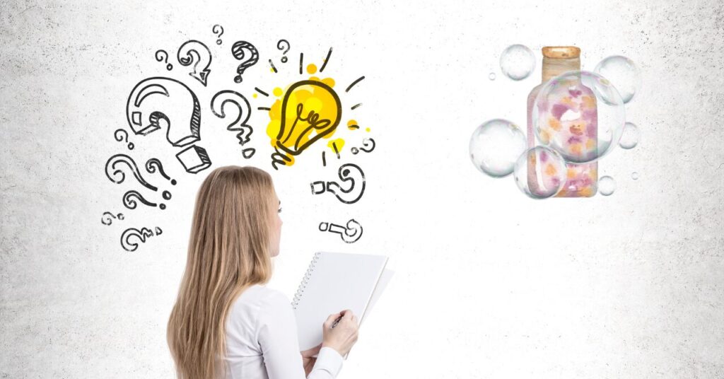 液体の本格入浴剤を考える女性